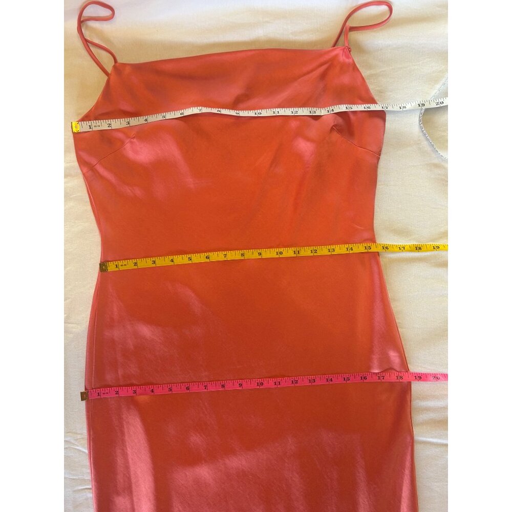 Express Sz M Coral Satin Slip Dress Cowl Neck Elegant Evening Midi Gown - Picture 9 of 10